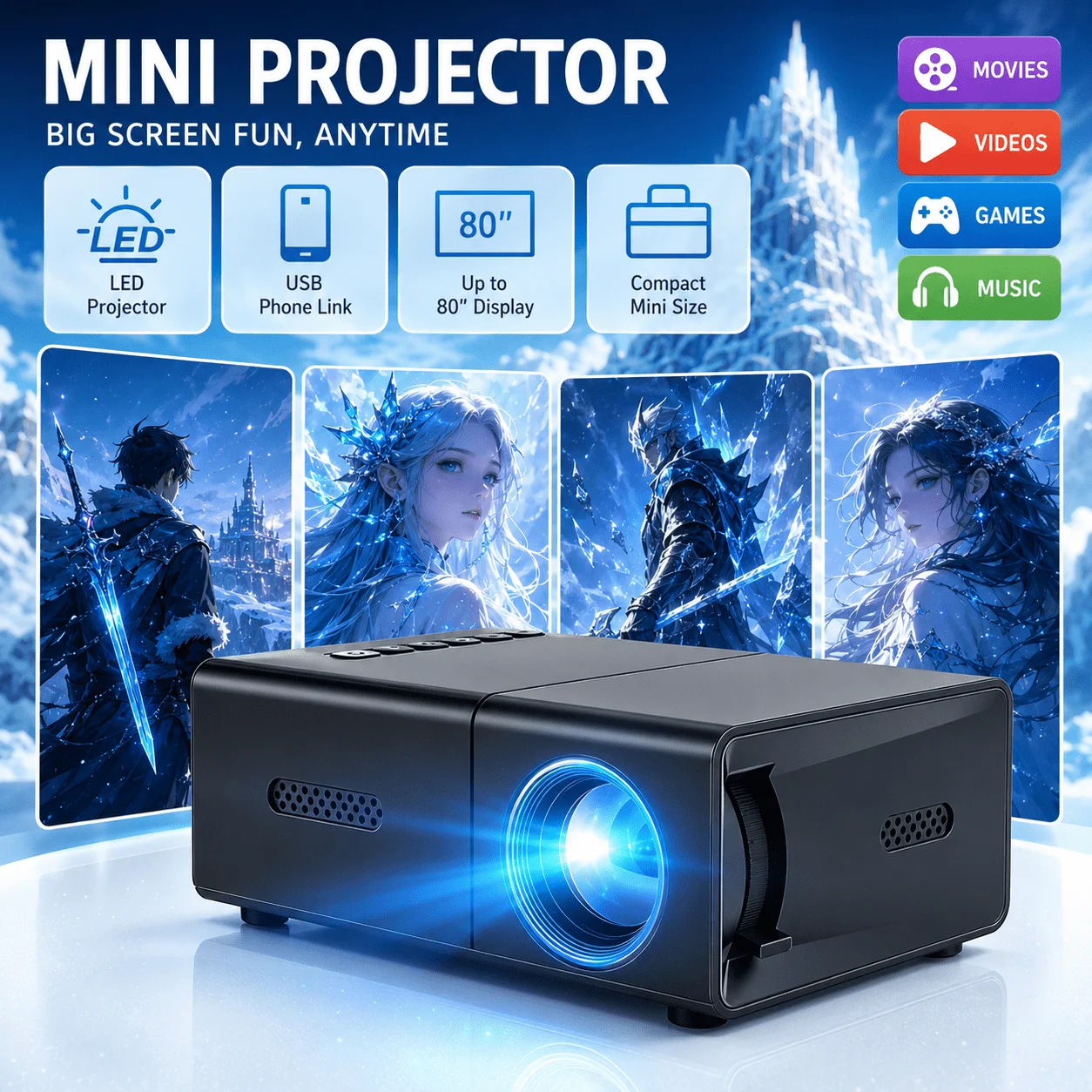 Mini przenośny projektor, komp – Retro Gaming Projector recenzja i cena